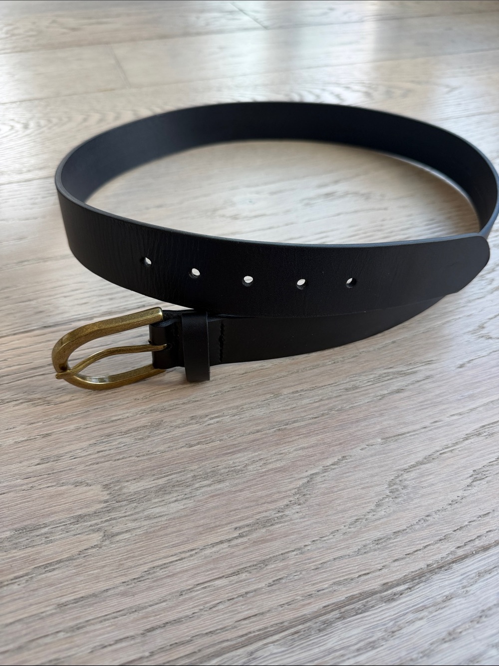 Banana Republic Black Leather Belt with Brass Buckle